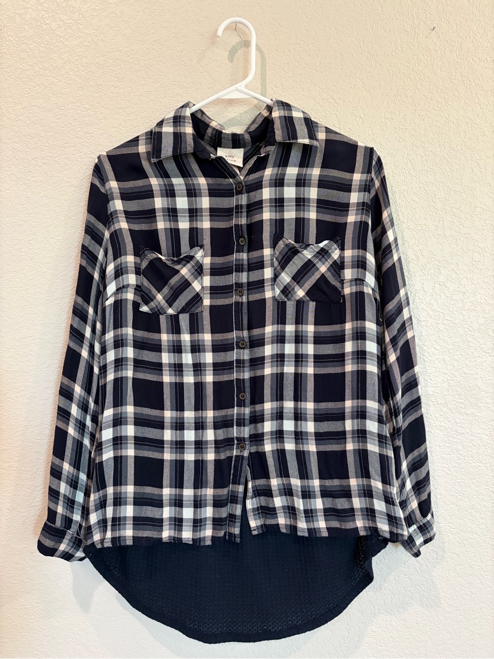 Knox Rose Plaid Mixed Media Button Down Shirt Size S